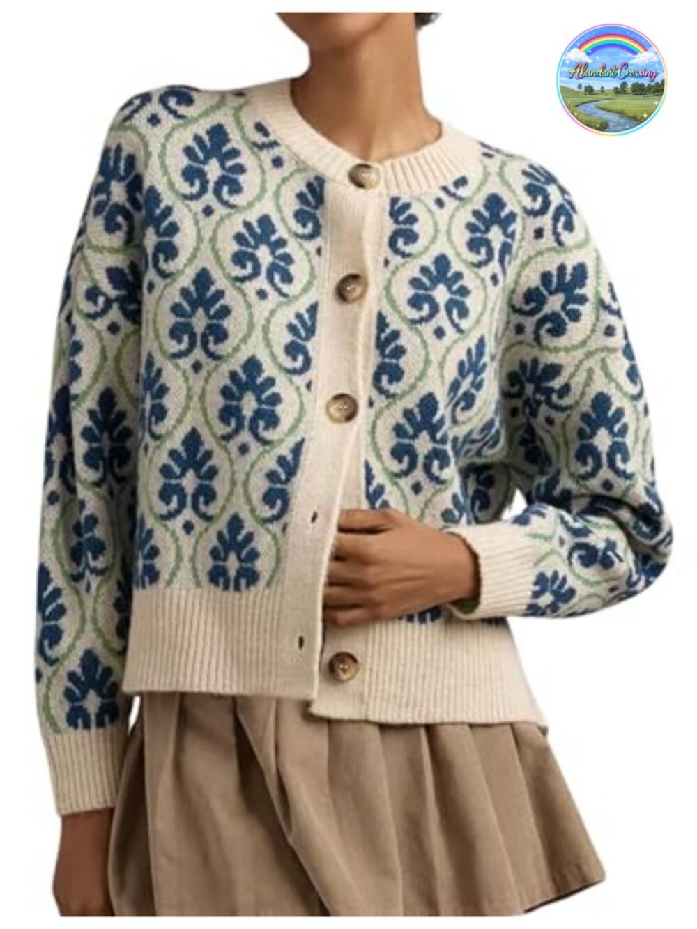 Womens Floral Cardigan Open Front Chunky Knit Long Sleeve Button Down Fall